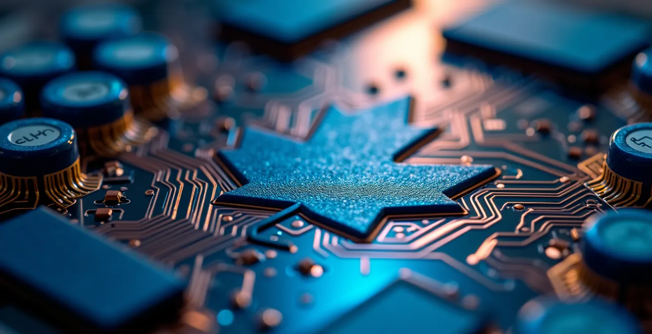 Vue macro de circuits électroniques représentant l'infrastructure backend