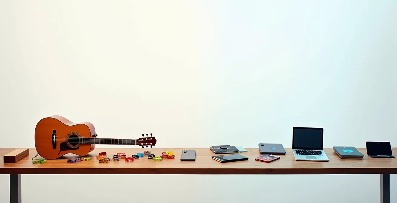 Ligne du temps visuelle montrant l'évolution de la chanson québécoise de 1950 à aujourd'hui