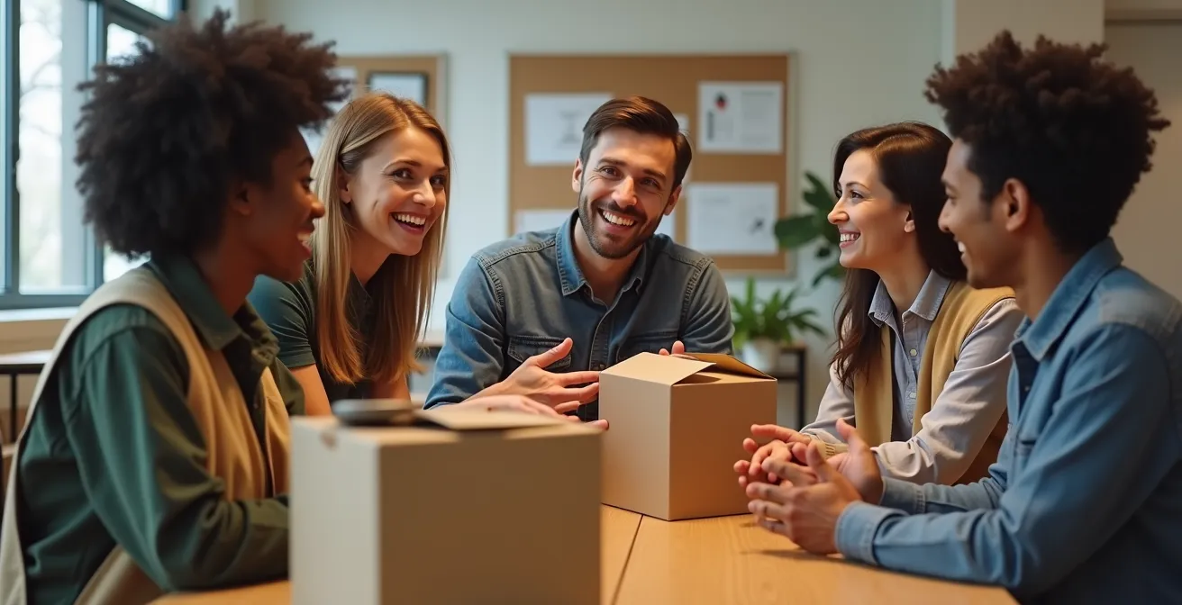 Bénévoles francophones et anglophones collaborant dans un organisme communautaire montréalais