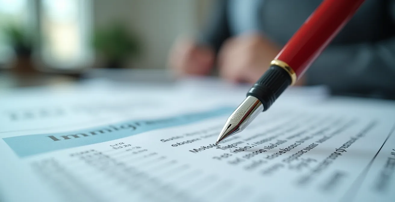 Vue macro détaillée de formulaires d'immigration avec annotations stratégiques