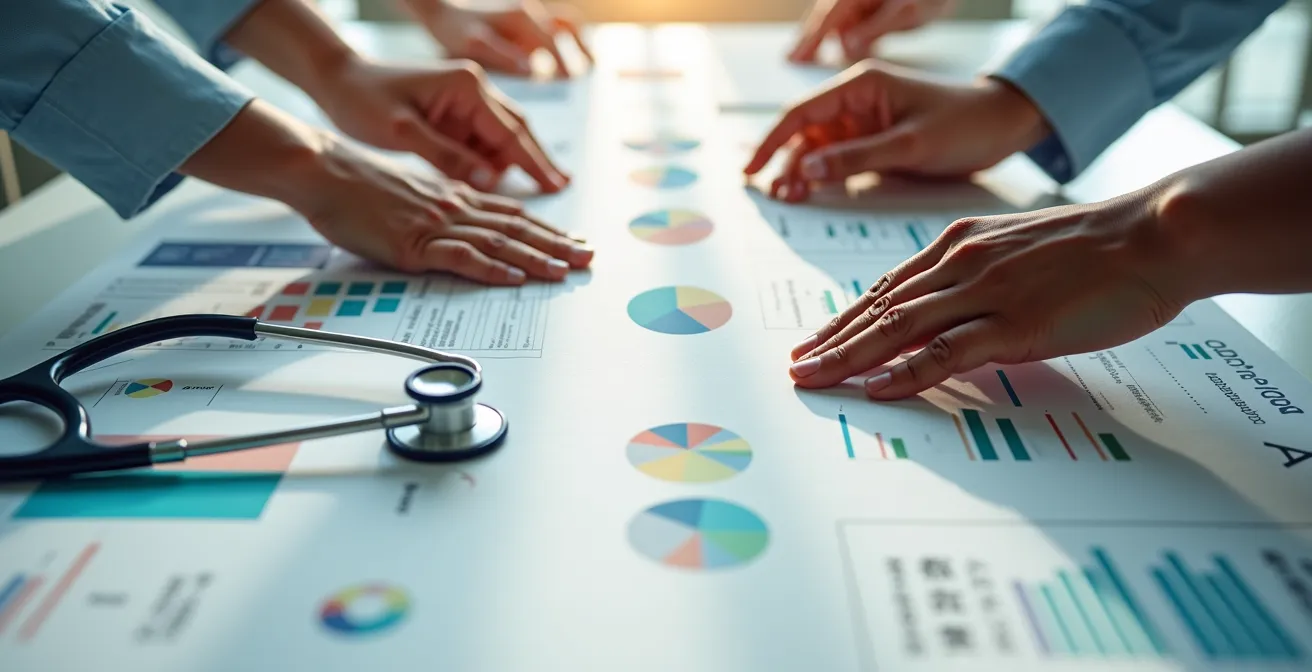 Professionnel de santé immigrant consultant des documents de carrières alternatives dans un centre de ressources