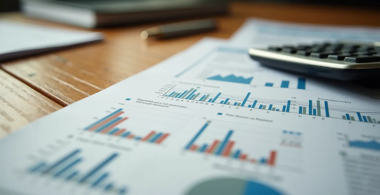 Planification financière méticuleuse de la transition vers le travail indépendant au Québec, avec des graphiques et des calculs.